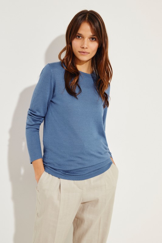 Cashmere-Seiden-Pullover Blau