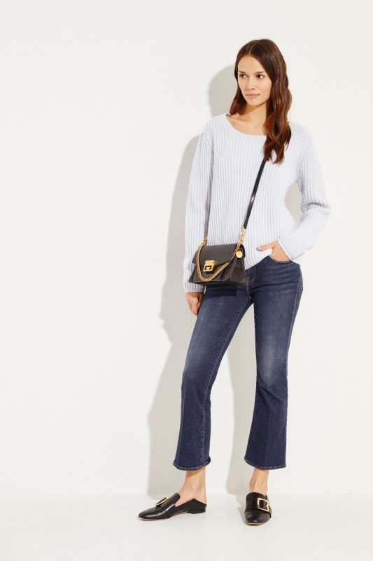 Rippstrick Cashmere-Pullover Hellblau