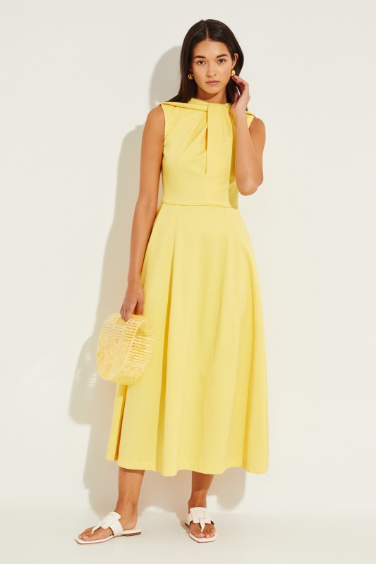 Midi-Kleid mit Knotendetail Gelb