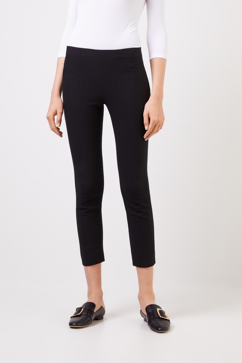 Stretch-Hose mit Schlitz-Detail Schwarz
