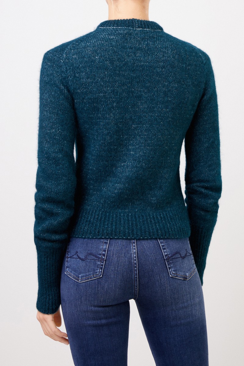 Alpaka-Seiden-Pullover Intense Teal