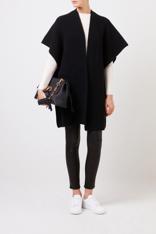 Strick-Cardigan 'VLTN' mit Logo Schwarz