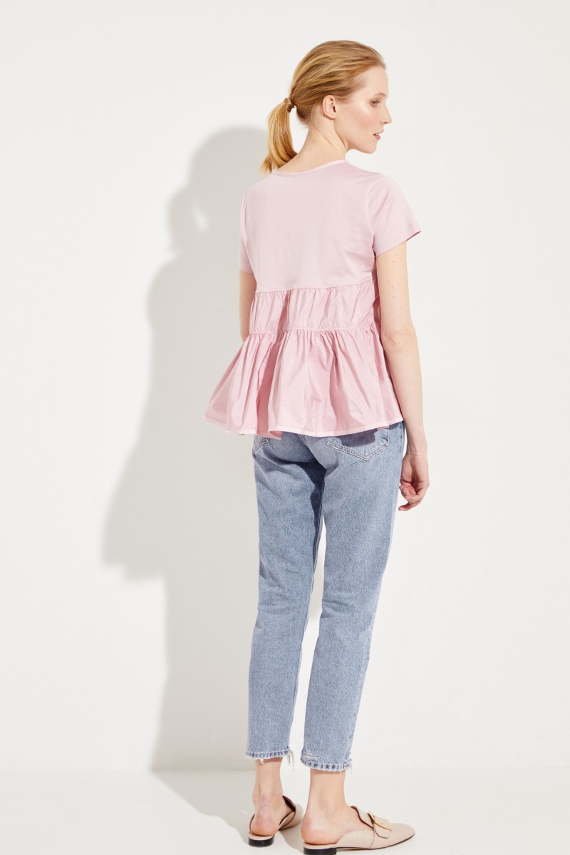 Baumwoll-Shirt mit rückseitigem Detail Rosé