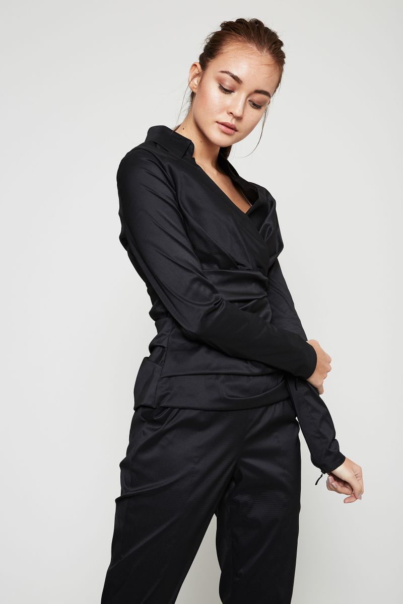 Wickel-Bluse 'Panama1' Schwarz