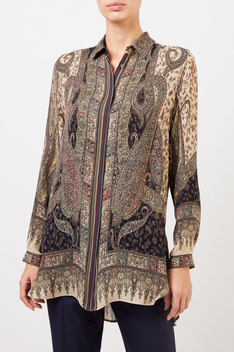 Seidenbluse mit Print Multi